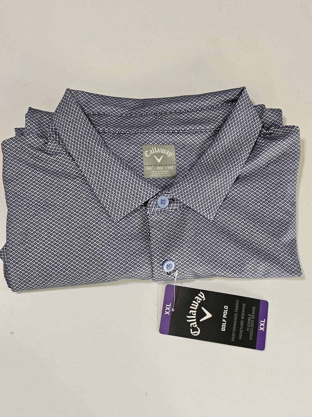 Callaway Golf Polo Shirt XXL Blue Performance Stretch Moisture Wicking NWT Golf - Picture 11 of 12